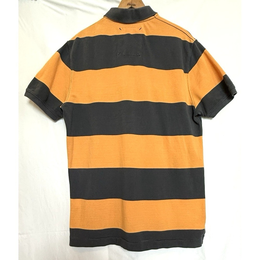 Y2K American Eagle Mens Rugby Striped Polo Shirt Size L Preppy Patch Academia - Picture 6 of 11